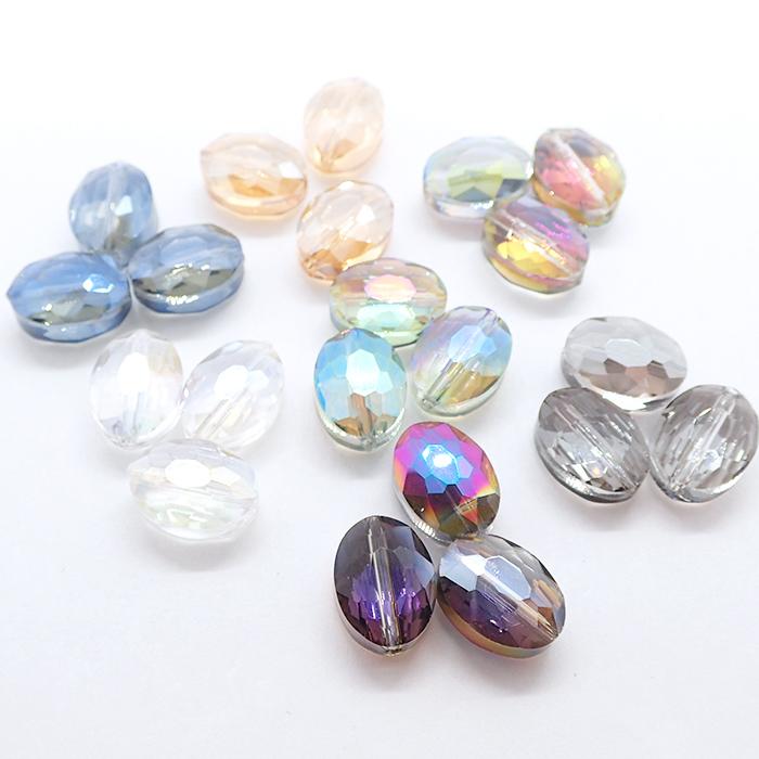 メッキガラスビーズ 29.オーバル 9 x 12mm 10個 楕円 オーバル ビーズ