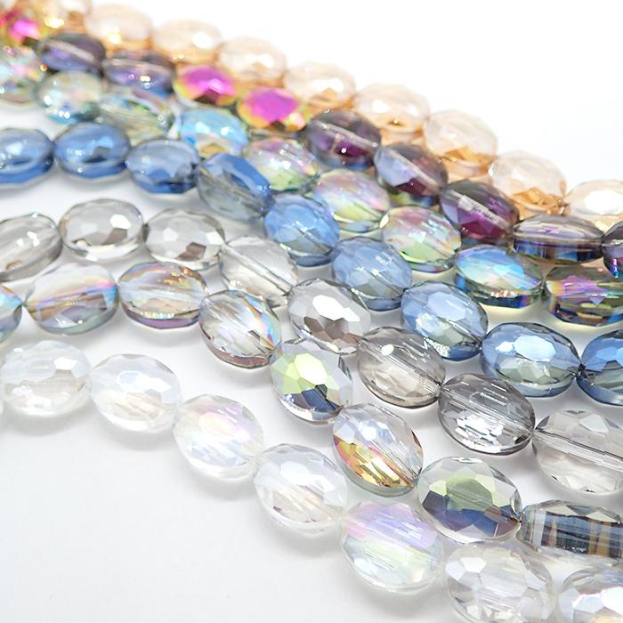 メッキガラスビーズ 29.オーバル 9 x 12mm 10個 楕円 オーバル ビーズ