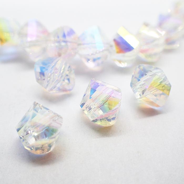 ポイント5倍☆ メッキガラスビーズ 33.スパイラルカット 6 x 8mm 10個