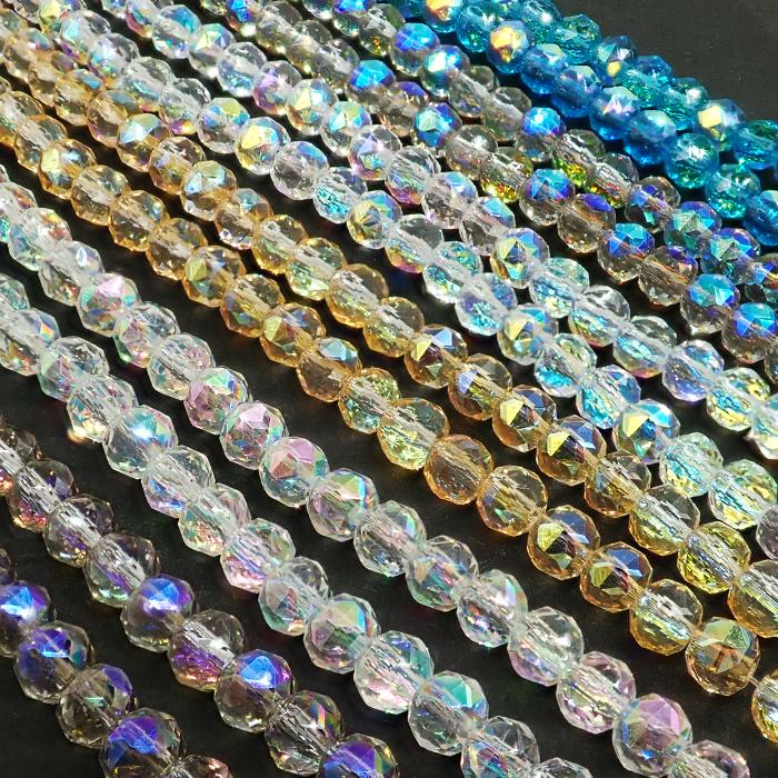 ポイント5倍☆ ガラスビーズ 69. ボタンカット(丸) 3.4×4mm 1連 約34cm