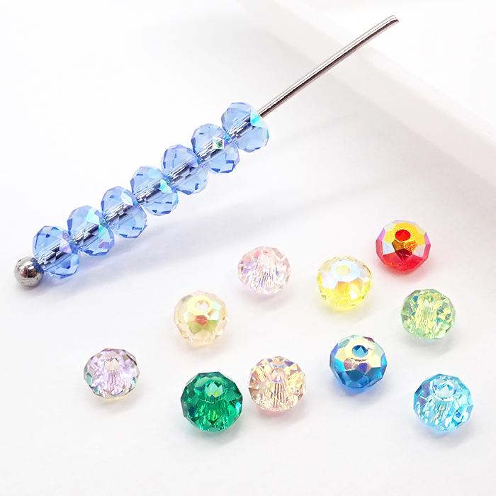 クリスタル ガラスパーツ　3mm 4mm 5mm 6mm 計2700個 ガラスビーズ （75. ボタンカット 3mm 10個） クリスタルAB オーロラ