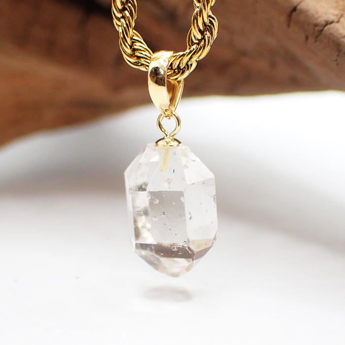 23 ハーキマーダイヤモンド ペンダントトップ K18 ネックレスお仕立て