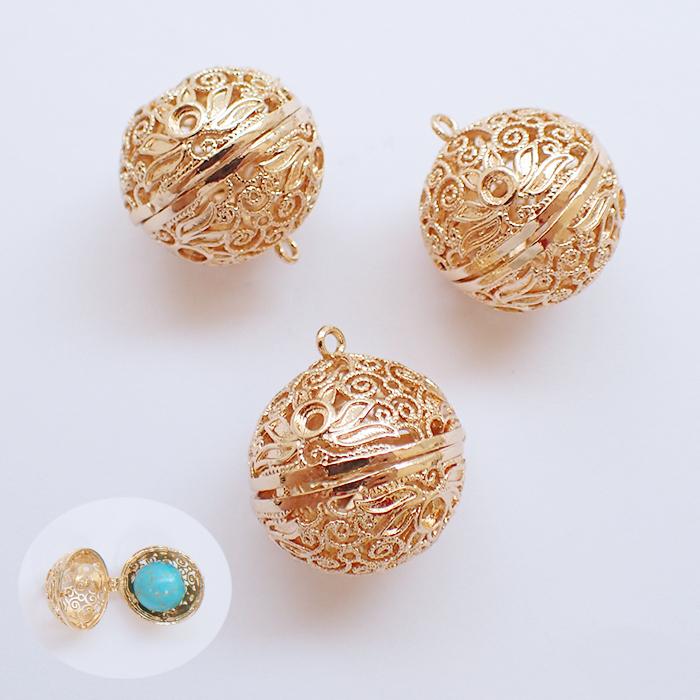 カゴパーツ 20.アジアン風ボール 20mm 1個 シノワズリー 透かしパーツ