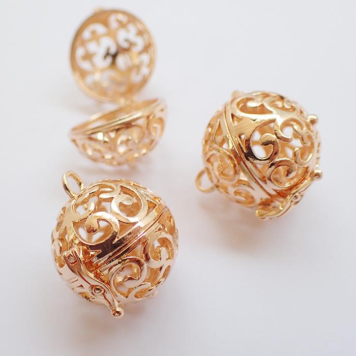 カゴパーツ 26.留め金付唐草ボール 21mm 1個 透かしパーツ アロマ