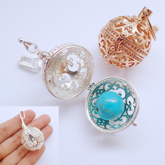 カゴパーツ (29) ダイヤ唐草ボール 22.5mm 1個 ボール 透かし柄 アロマ