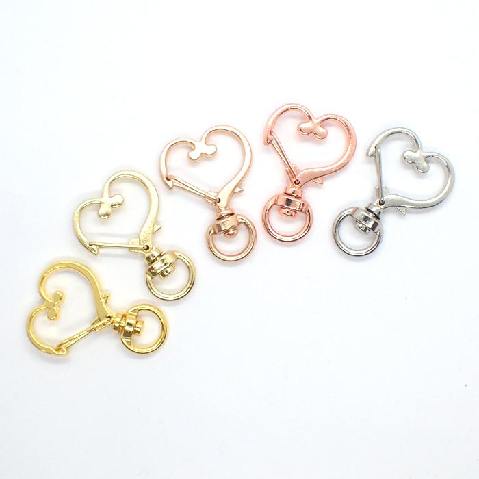 キーホルダーパーツ ハート型 (02) 1個売り 全長約35mm ナスカン 回転