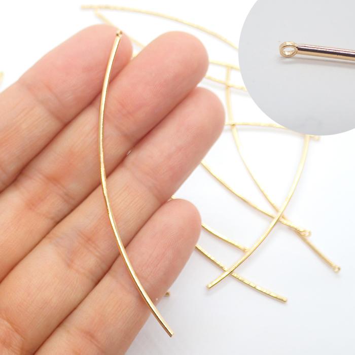 韓国風デザイン (29) ロングカーブチャーム 1個 メタルチャーム パーツ