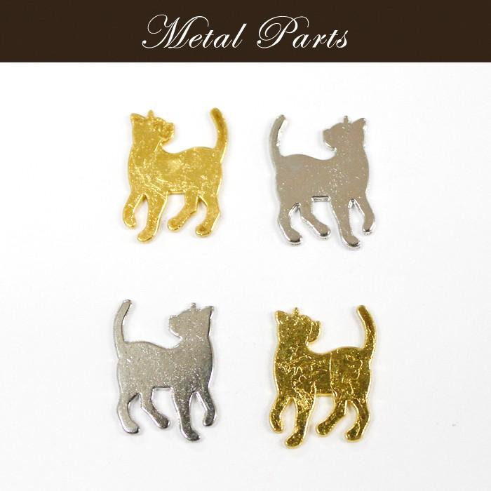 メタルパーツ (112) 見返りねこ 10個売り 単価19円 ゴールドメタル