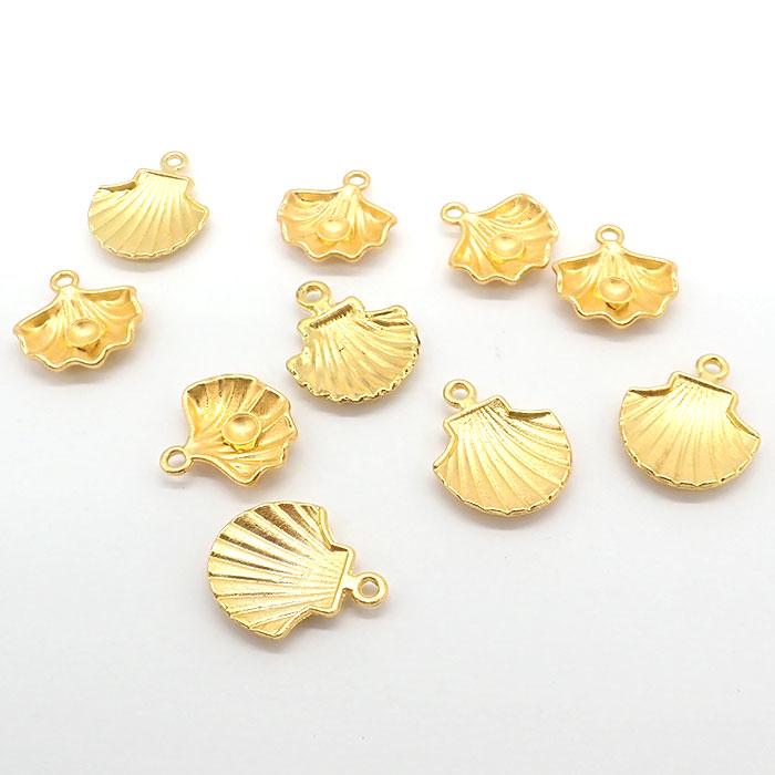 メタルチャーム (135) シェル 10個売り 単価18円 金属チャーム 約15mm