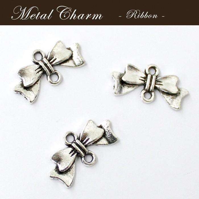 メタルチャーム (18) リボン10個売り 単価21円 金属チャーム 約9.7mm