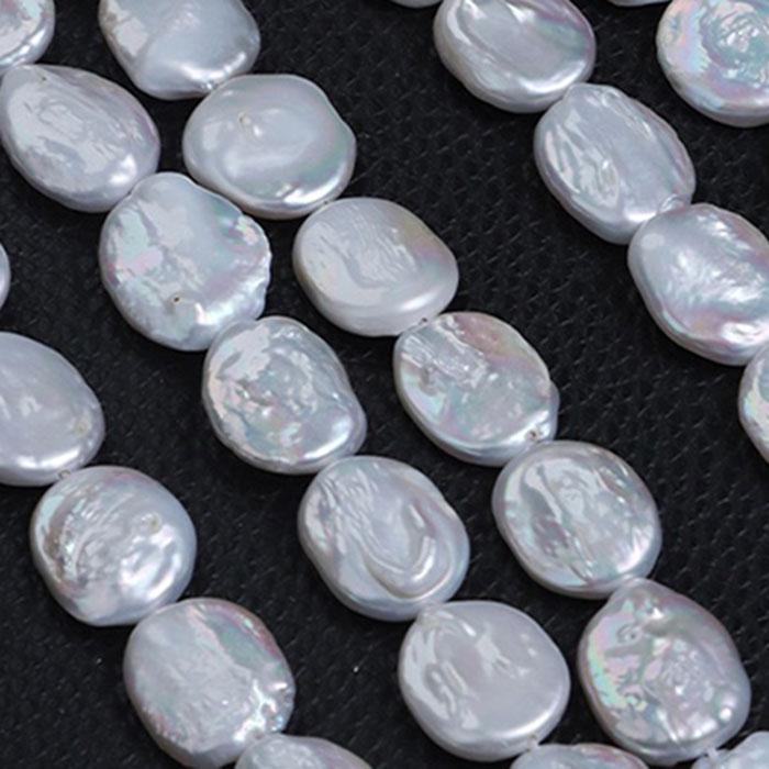 174. 淡水パール ビーズ オーバル 約14x17mm】1連 売り 国内発送