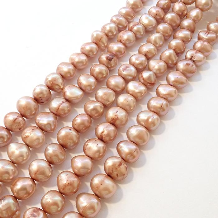 淡水パール ビーズ 1連 40cm (224) ポテト 約10mm オレンジ パール