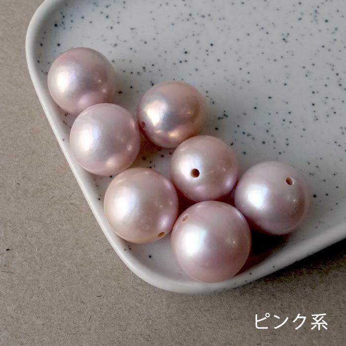 淡水パール 13-14mm パーツ 1粒ビーズ ニアラウンド ピンク 大粒