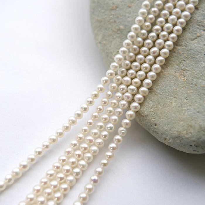 ♥SALE♥8376 淡水パール パーツ 淡水パール パーツ 連売り ニアラウンド 3A ミニ 約3mm/粒 ビーズ
