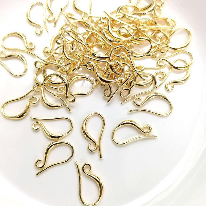 真空蒸着メッキ(K18 K14) 銅製 U字型 フックピアス 約17mm 103 ペア