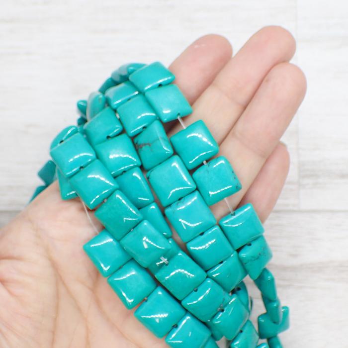 54. ターコイズ ビーズ スクエア 12mm 1個売り #30 トルコ石 染め