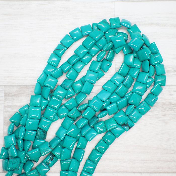 54. ターコイズ ビーズ スクエア 12mm 1個売り #30 トルコ石 染め