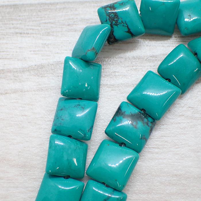 54. ターコイズ ビーズ スクエア 12mm 1個売り #30 トルコ石 染め