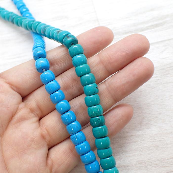 56. ターコイズ ビーズ バーレル 8 x 5.7mm 1個売り #20 #28 トルコ
