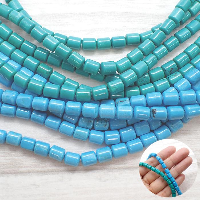 57. ターコイズ ビーズ シリンダー 6.4x5.4mm 2個売り #15 #18