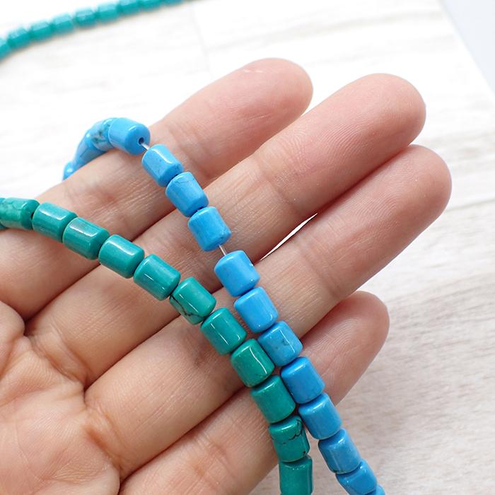 57. ターコイズ ビーズ シリンダー 6.4x5.4mm 2個売り #15 #18