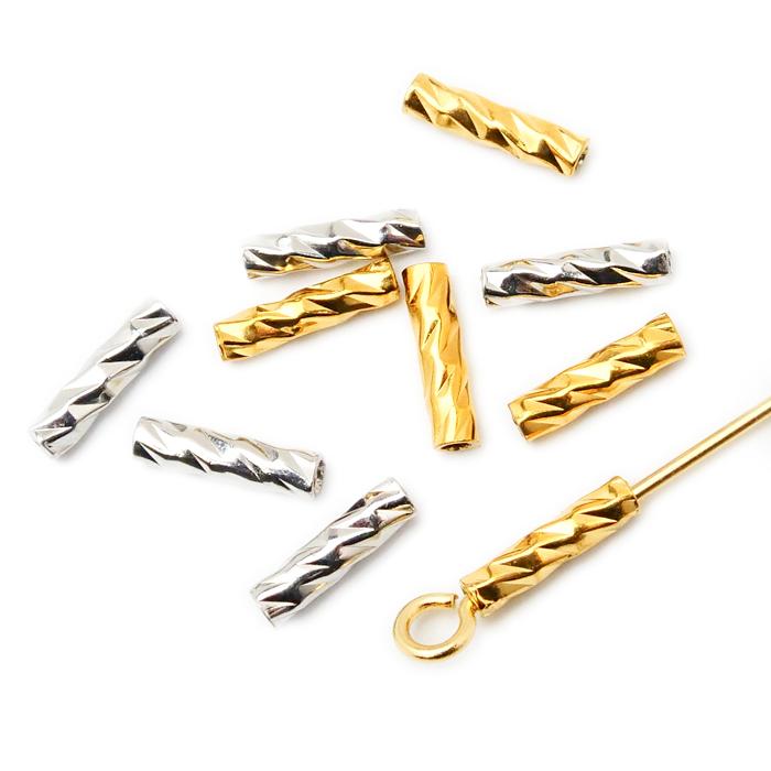 ステンレス製 メタルビーズ ( デザインパイプ 7.5mm 5個 ) パイプ