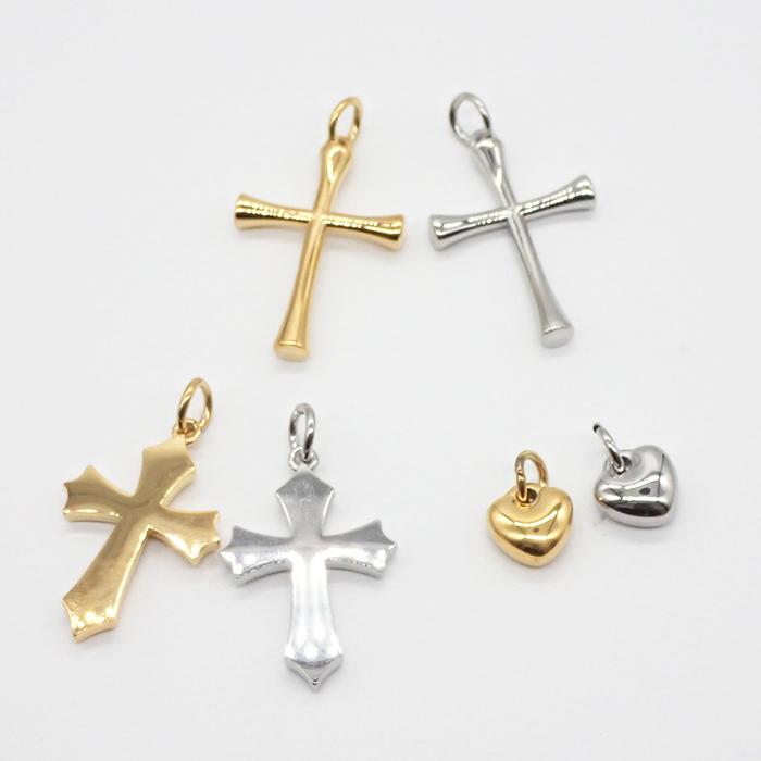 ステンレス 06-s. チャーム ペンダントトップ クロス ハート シルバー