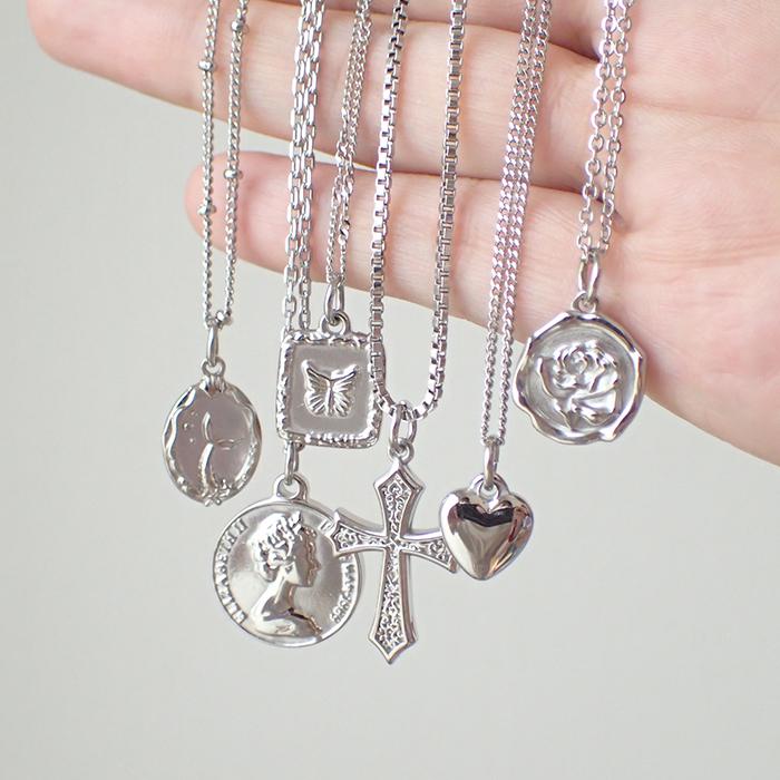 ステンレス 06-s. チャーム ペンダントトップ クロス ハート シルバー