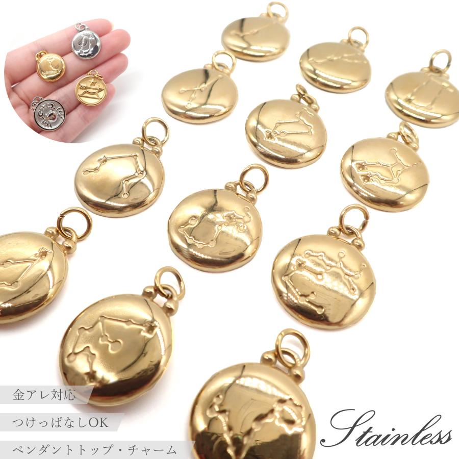 ステンレス 07-g. チャーム ペンダントトップ 星座 ゴールド 1個 金属 