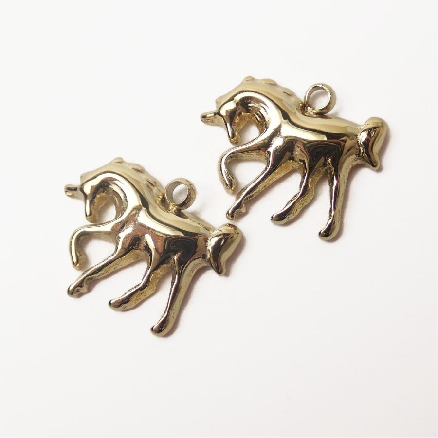 2026年 馬干支 ステンレス製【SUS304】 ゴールド ユニコーン チャーム