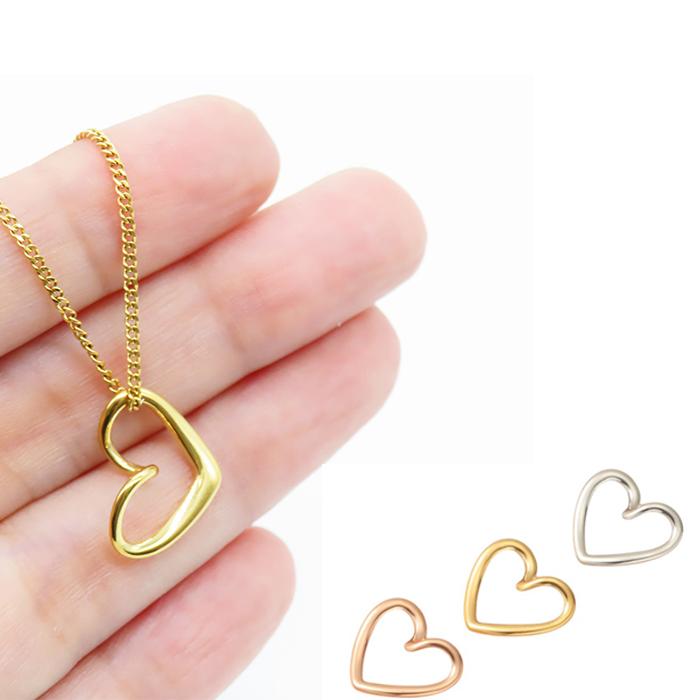 ステンレス 16. チャーム ペンダントトップオープンハート ゴールド 1