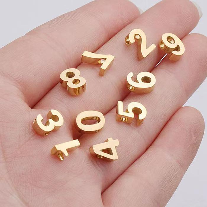 金属アレルギー対応)ステンレス304 数字 6mm ミニチャーム 0-9