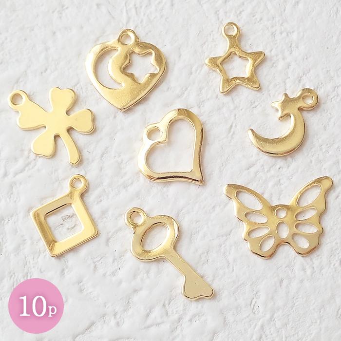 メタルプレートハラコチャーム2点setෆ‪② ステンレス チャーム (10個) (43. メタルプレートチャーム ゴールド