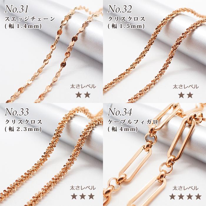 サージカルステンレス製 ネックレスチェーン 金具付 約50cm ピンク