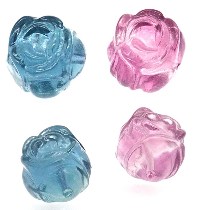 ビーズ 天然石 薔薇彫り フローライト 横穴 1粒 約12.5*11.5mm