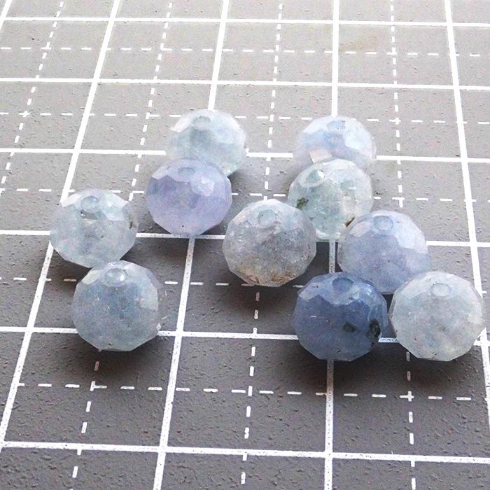 アクアマリン】ソロバンカット型ビーズ 10粒 約4.5×6mm ボタンカット