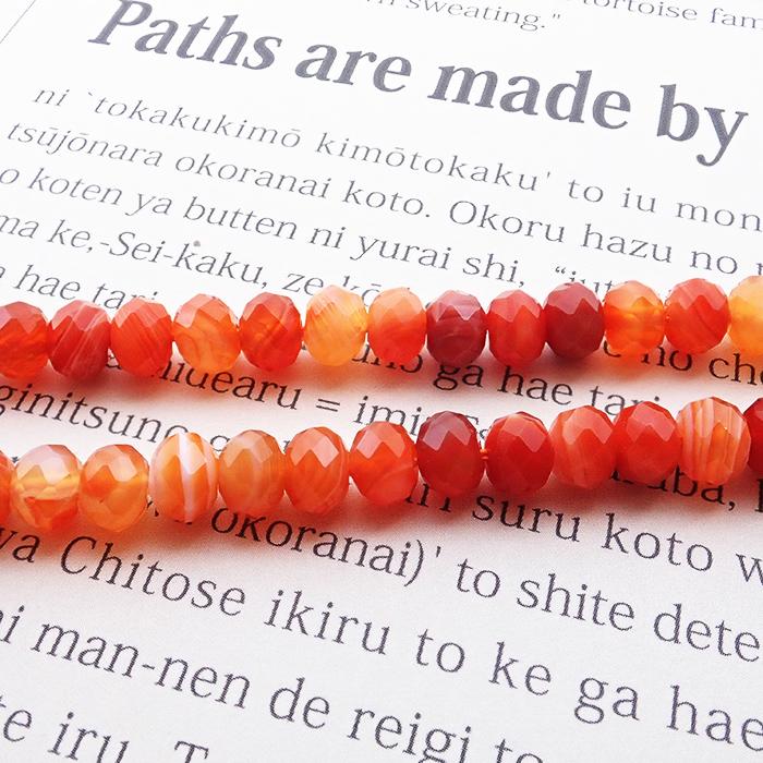 サードオニキス】ソロバンカット型ビーズ 10粒 約4×6mm ボタンカット
