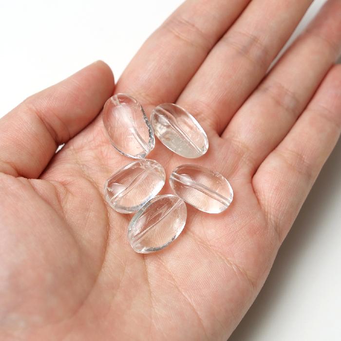天然水晶 ビーズ 5粒セット 約17-21mm×8-15mm クリアクォーツ 穴あき