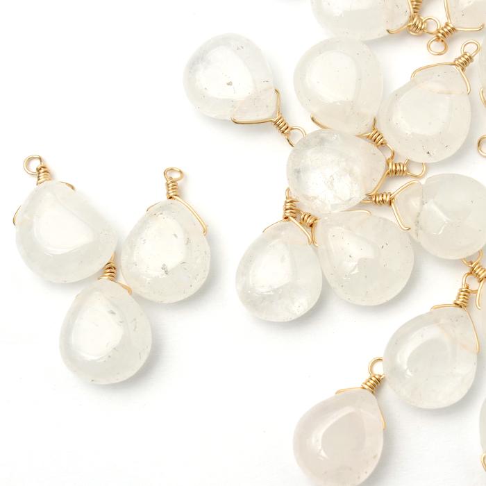 水晶 【1個売り】ペンダントトップ ドロップ 約10×12mm K14KGFワイヤー