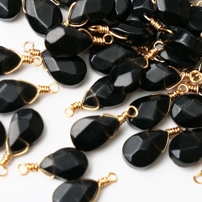 天然石 オニキス】 チャーム シャンクビーズ 約15mm ハンドメイド材料