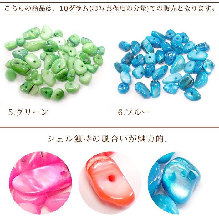 カラフル シェル さざれ石 穴あり 10g 天然石 貝 マリン パーツ