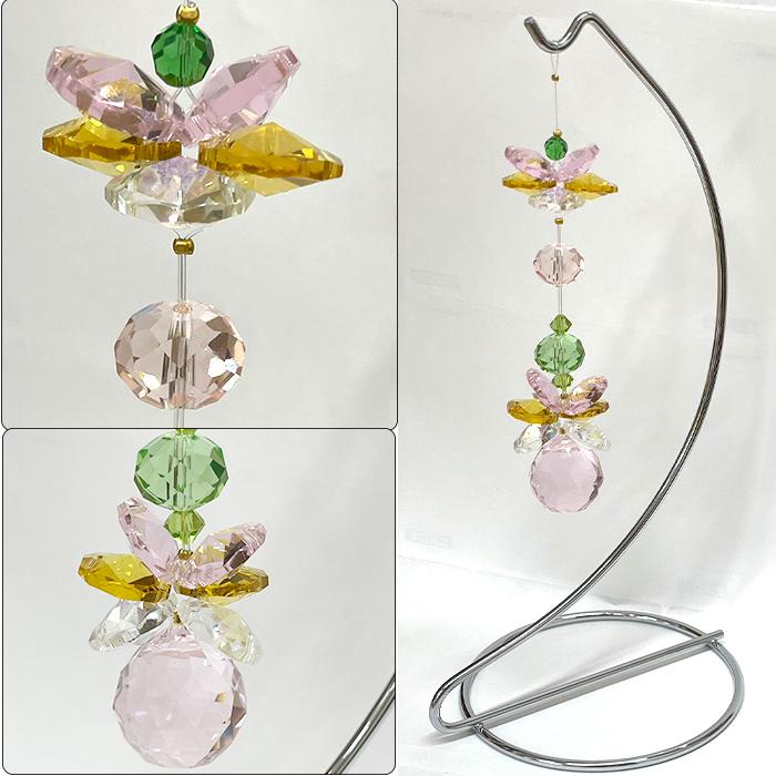 サンキャッチャー(17) K9ガラス お花 スタンド付 窓玄関飾り 開運 恋愛