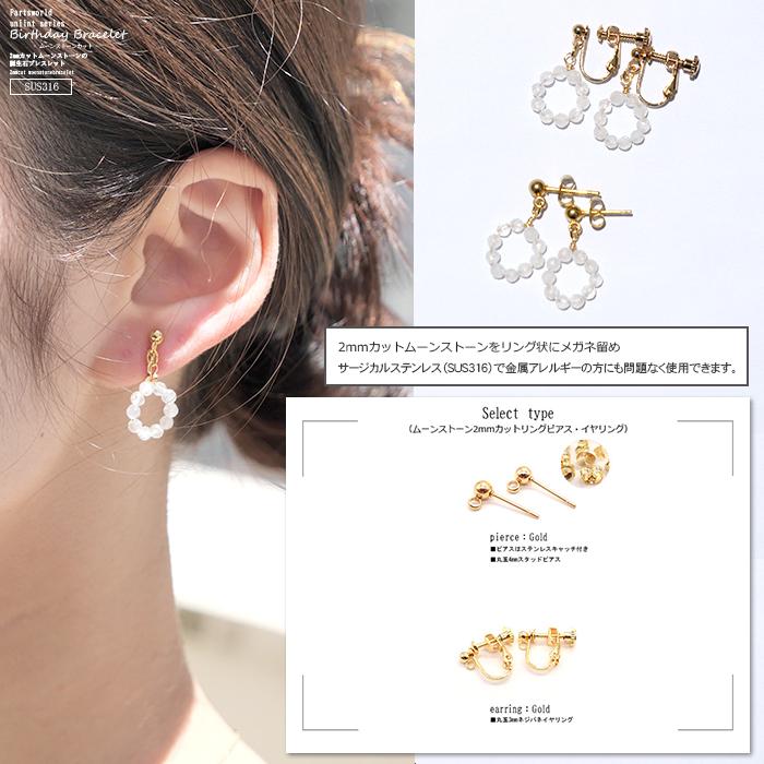 誕生石 ブレスレット ピアス or イヤリング セット サージカル