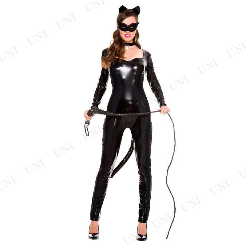 コスプレ 仮装 キャットレディ ML MUSIC LEGS コスチューム コスプレ衣装 動物コスチューム 女性用ML ジャンプスーツ 猫耳 アイマスク チョーカー 尻尾_1