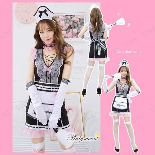コスプレ 仮装 メイド Malymoon ピンクレースメイド メイド服 コスプレ