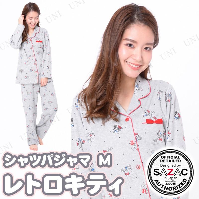 SAZAC(サザック) レトロキティシャツパジャマ グレー レディスM