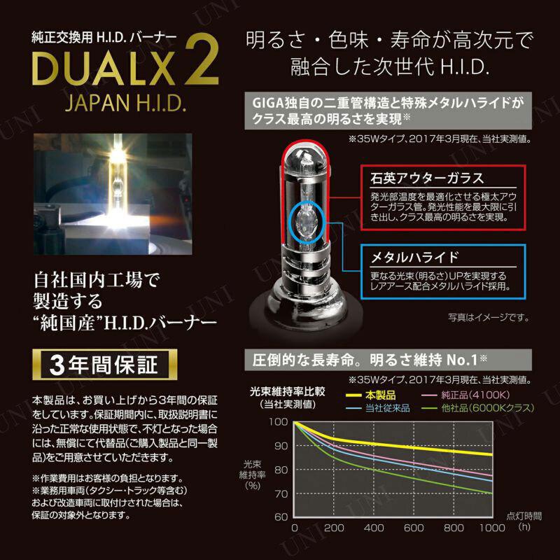 カーメイト GIGA DUALX2 6000K D2R/D2Sバーナー GXB260N : パーティ