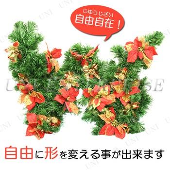 200cmクリスマスガーランド(光ファイバー/プレミアムポインセチア) ユニエンタープライズ クリスマス装飾品 雑貨 その他装飾品 スワッグ 赤青ファイバ交互点滅の画像
