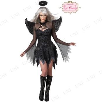 コスプレ 仮装 ファーレン・ブラックエンジェル 大人用 XS コスチューム 仮装 コスプレ衣装 ファンタジー フィクション 天使 ハロウィン ドレス 翼 天使の輪