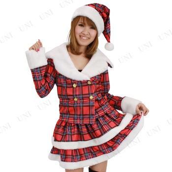 サンタ　コスプレ 衣装 レディース 長袖 クリスマス コスチューム 大人用 女性用 仮装 Patymo ドリーミングサンタ チェック柄